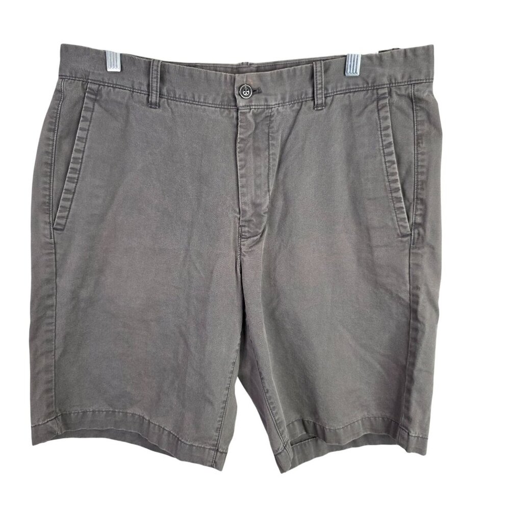 Mens Gray The Original Shorts Chino 100% Cotton 10" Inseam Flat Front Size 35